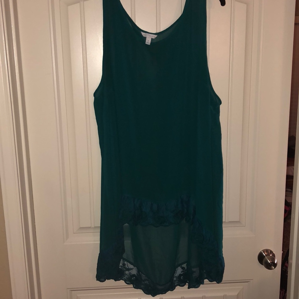 Light see through teal tunic top